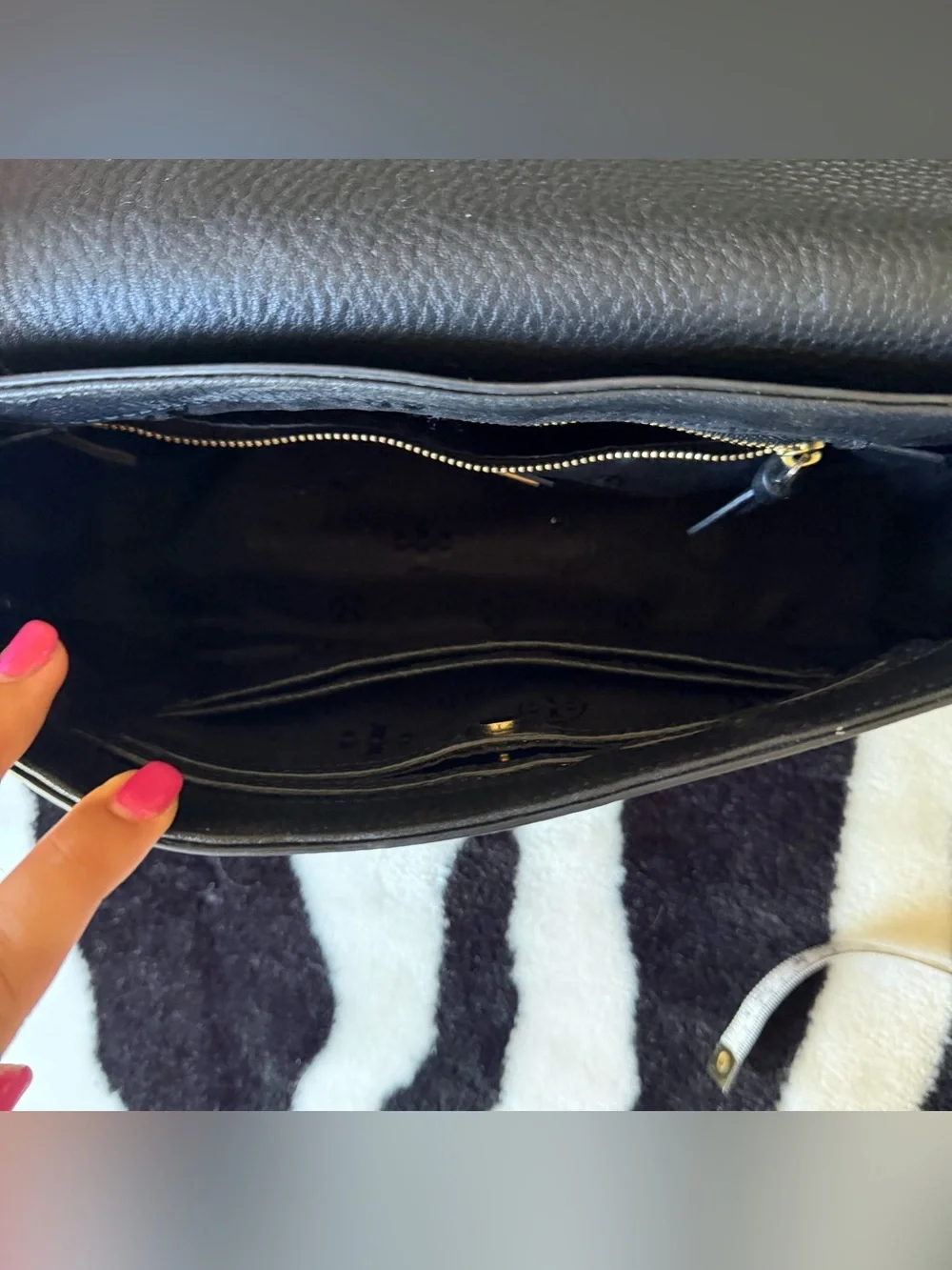 TORY BURCH Britten Black Pebbled Leather Shoulder Bag